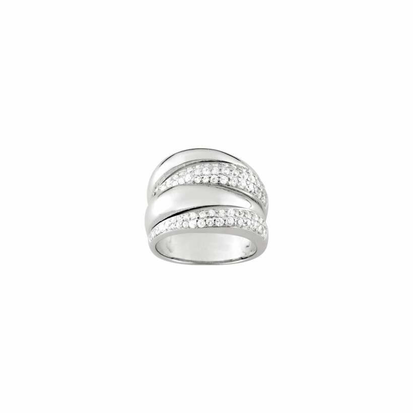 Bague en argent rhodié et oxydes de zirconium