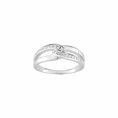 Bague en argent rhodié et oxydes de zirconium