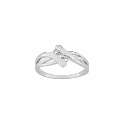 Bague en argent rhodié et oxyde de zirconium