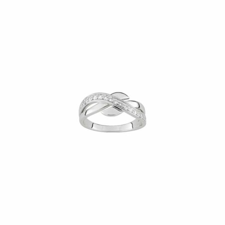 Bague en argent rhodié et oxydes de zirconium