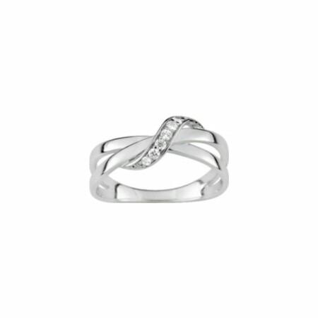 Bague en argent rhodié et oxyde de zirconium