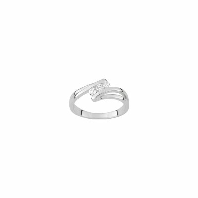 Bague en argent rhodié et oxydes de zirconium