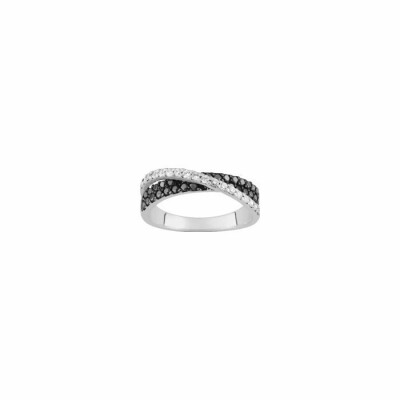 Bague en argent rhodié et oxydes de zirconium