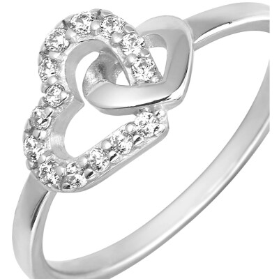 Bague en argent rhodié et oxyde de zirconium
