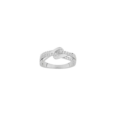 Bague en argent rhodié et oxyde de zirconium