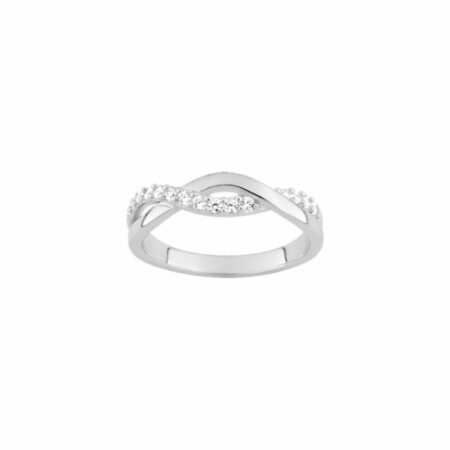 Bague en argent rhodié et oxydes de zirconium