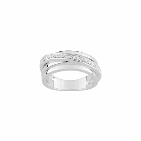 Bague en argent rhodié et oxyde de zirconium