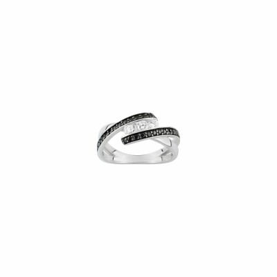 Bague en argent rhodié et oxydes de zirconium