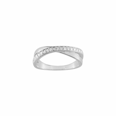 Bague en argent rhodié et oxydes de zirconium