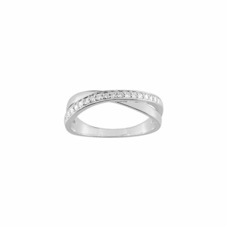 Bague en argent rhodié et oxydes de zirconium