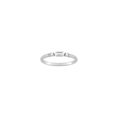 Bague en argent rhodié et oxyde de zirconium