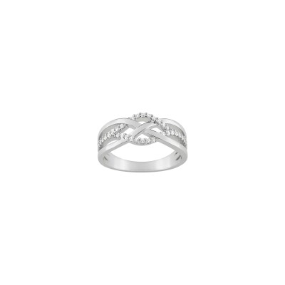 Bague en argent rhodié et oxyde de zirconium