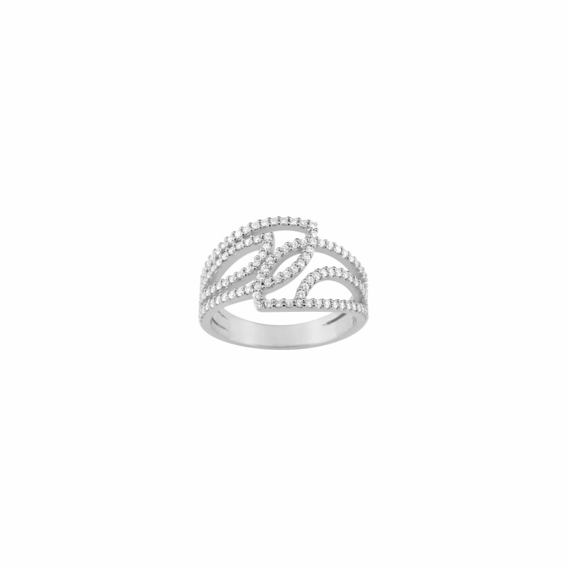 Bague en argent rhodié et oxydes de zirconium