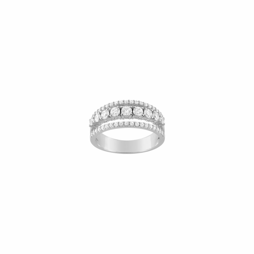 Bague en argent rhodié et oxydes de zirconium