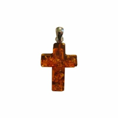 Pendentif en argent rhodié et ambre