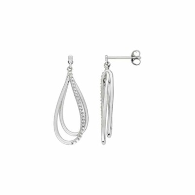 Boucles d'oreilles pendantes en argent rhodié et oxydes de zirconium