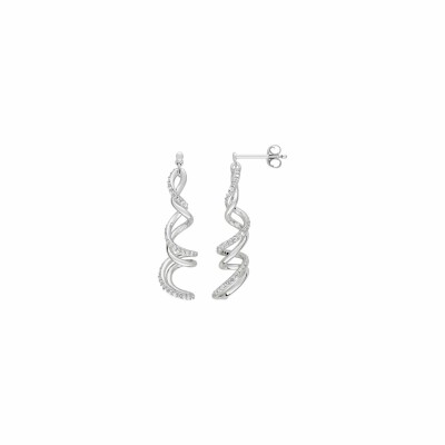 Boucles d'oreilles pendantes en argent rhodié et oxydes de zirconium