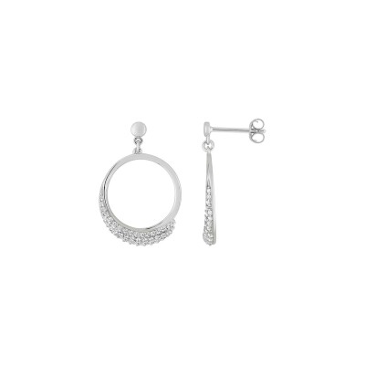 Boucles d'oreilles pendantes en argent rhodié et oxydes de zirconium