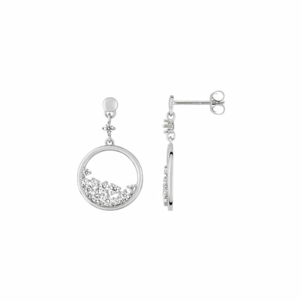 Boucles d'oreilles pendantes en argent rhodié et oxyde de zirconium