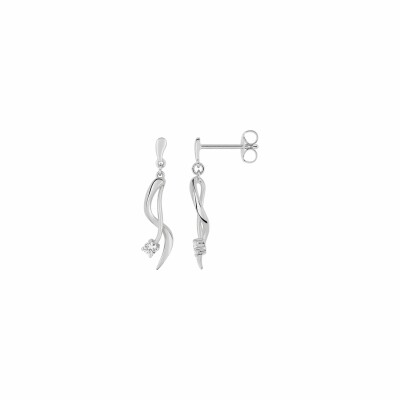 Boucles d'oreilles pendantes en argent rhodié et oxydes de zirconium