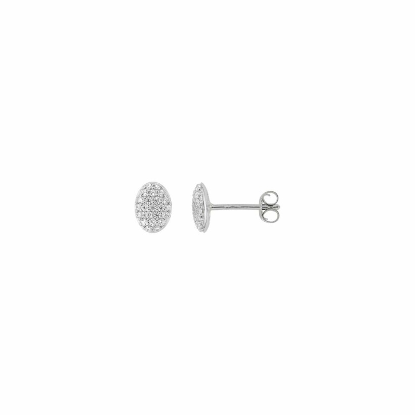 Boucles d'oreilles clous en argent rhodié et oxydes de zirconium