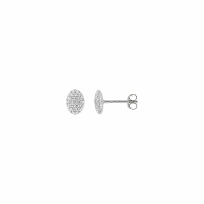 Boucles d'oreilles clous en argent rhodié et oxydes de zirconium