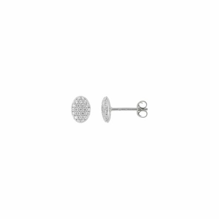 Boucles d'oreilles clous en argent rhodié et oxydes de zirconium