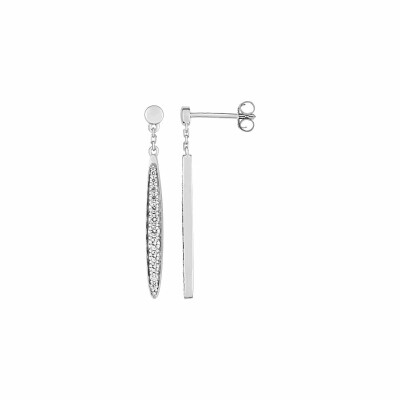 Boucles d'oreilles pendantes en argent rhodié et oxydes de zirconium