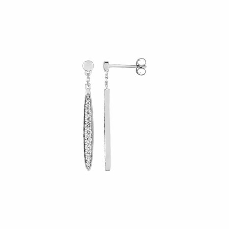 Boucles d'oreilles pendantes en argent rhodié et oxydes de zirconium