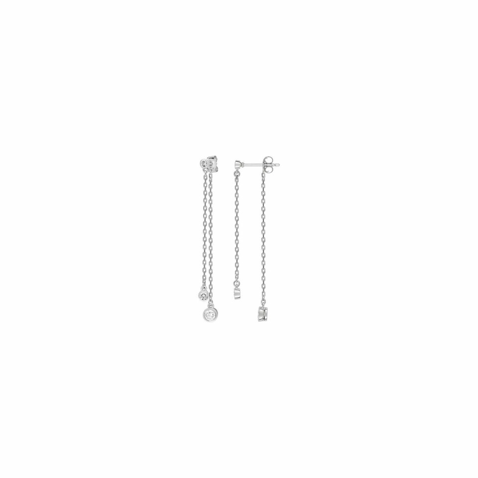 Boucles d'oreilles pendantes en argent rhodié et oxydes de zirconium