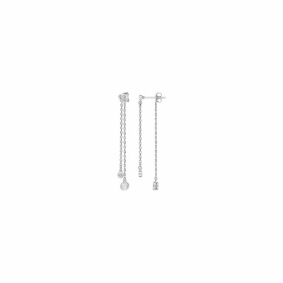 Boucles d'oreilles pendantes en argent rhodié et oxydes de zirconium