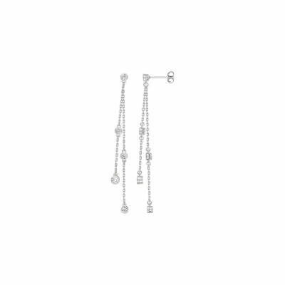 Boucles d'oreilles en argent, rhodium et oxyde de zirconium