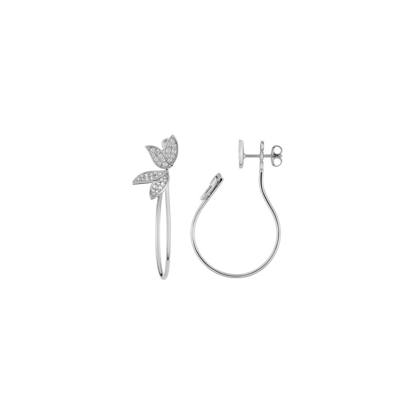 Boucles d'oreilles pendantes en argent rhodié et oxydes de zirconium