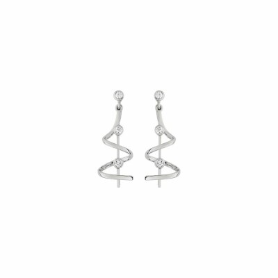 Boucles d'oreilles pendantes en argent rhodié et oxydes de zirconium