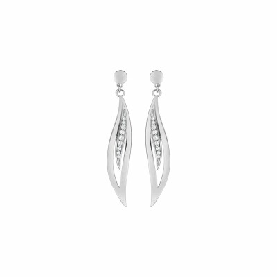 Boucles d'oreilles pendantes en argent rhodié et oxydes de zirconium