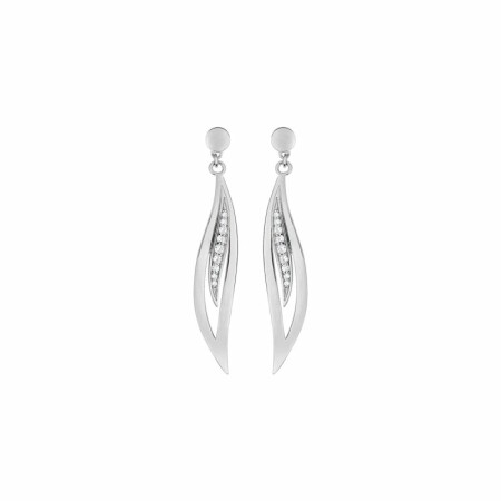 Boucles d'oreilles pendantes en argent rhodié et oxydes de zirconium