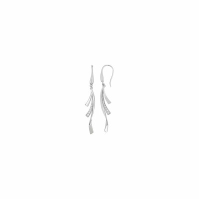 Boucles d'oreilles pendantes en argent rhodié et oxydes de zirconium