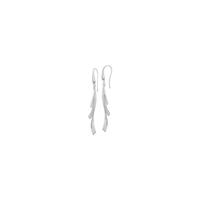 Boucles d'oreilles pendantes en argent rhodié et oxydes de zirconium