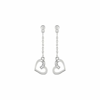 Boucles d'oreilles pendantes en argent rhodié et oxyde de zirconium