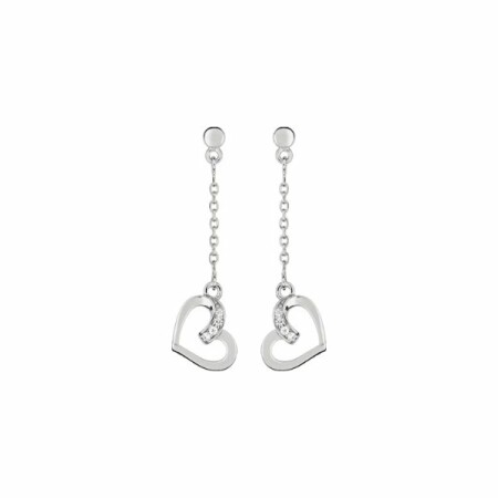 Boucles d'oreilles pendantes en argent rhodié et oxyde de zirconium