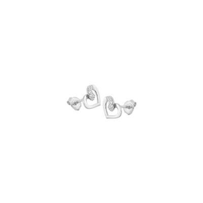 Boucles d'oreilles clous en argent rhodié et oxyde de zirconium