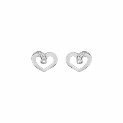 Boucles d'oreilles clous en argent rhodié et oxyde de zirconium