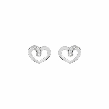 Boucles d'oreilles clous en argent rhodié et oxyde de zirconium