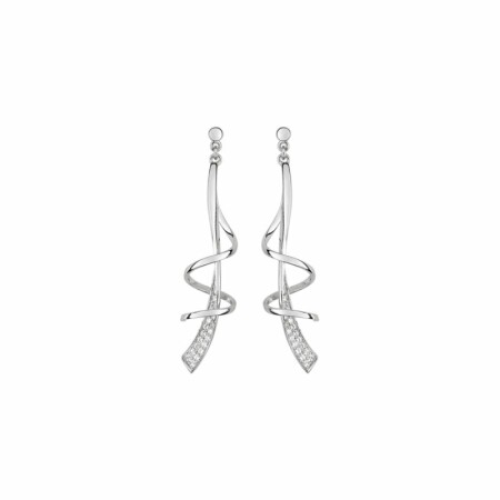 Boucles d'oreilles pendantes en argent rhodié et oxydes de zirconium