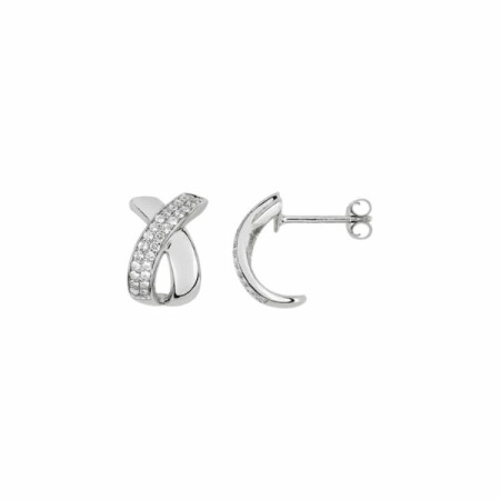 Boucles d'oreilles clous en argent rhodié et oxyde de zirconium