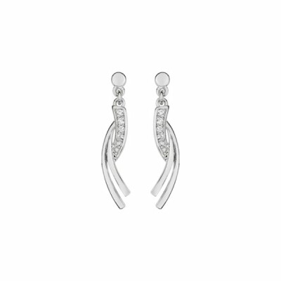 Boucles d'oreilles pendantes en argent rhodié et oxyde de zirconium