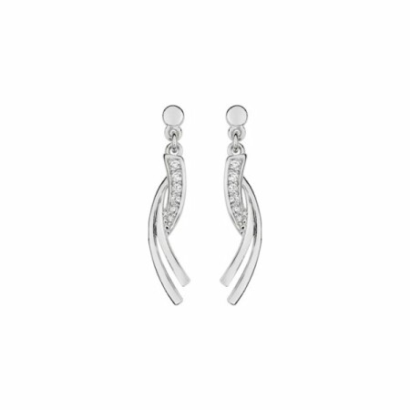 Boucles d'oreilles pendantes en argent rhodié et oxyde de zirconium