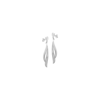 Boucles d'oreilles pendantes en argent rhodié et oxydes de zirconium