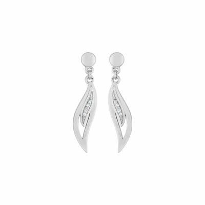 Boucles d'oreilles pendantes en argent rhodié et oxyde de zirconium