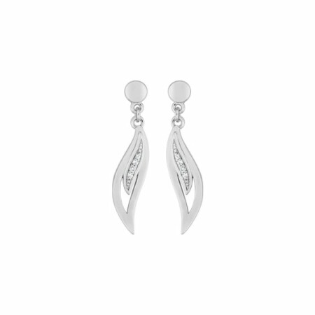 Boucles d'oreilles pendantes en argent rhodié et oxyde de zirconium